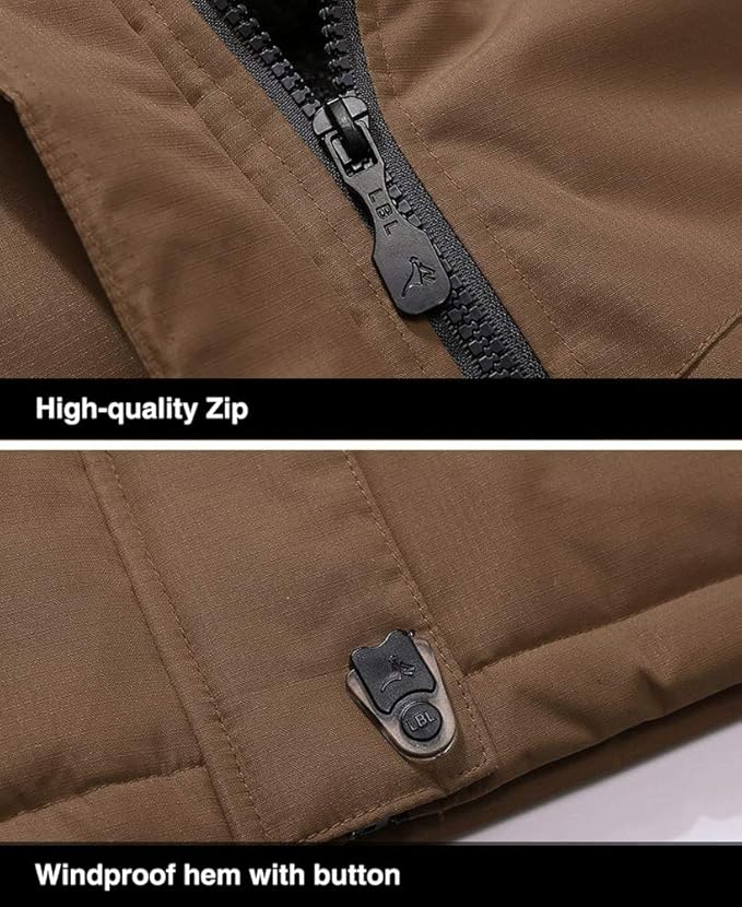 MAGCOMSEN Men's Winter Coats Water Resistant Ski Snow Jacket Warm Fleece Jacket Parka Raincoats With Hood Multi-Pockets