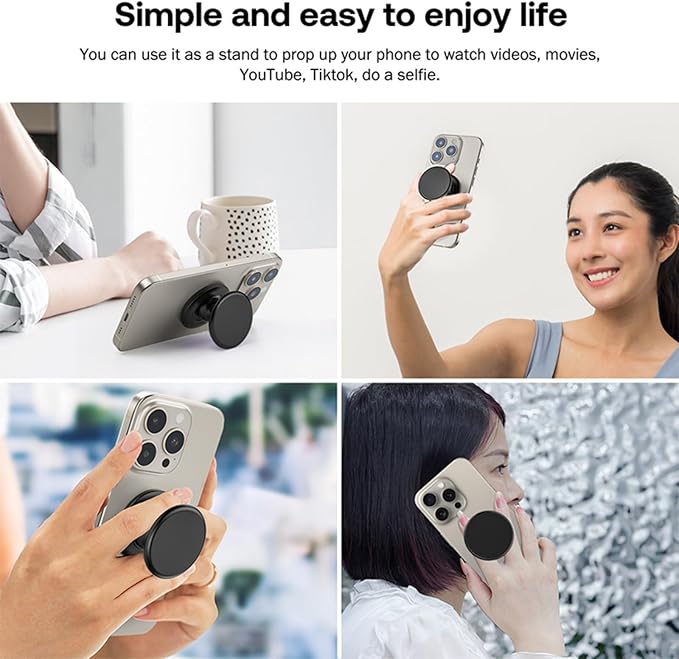 Macaron Solid Color Design Expandable and Collapsible Mobile Phone Grip Stand Holder for Phone Tablet Cell Phone Accessory, White