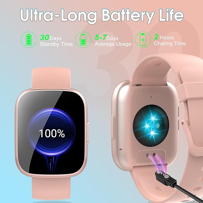 Smart Watch for Men Women(Answer/Make Calls), 1.95" HD Touch Screen Fitness Watch with Sleep Heart Rate Monitor, 110+ Sports Modes, IP68 Waterproof Activity Trackers Compatible Android iOS (Pink)