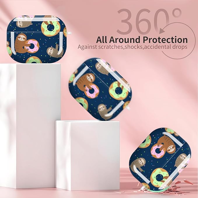 Compatible with AirPods Pro 3 Case 2025 for Women Girls – Cute Shockproof Protective Cover with Gold Round Buckle, Anti-Drop Soft Case for AirPod Pro 3rd Gen (Cute Sloth with Sweet)