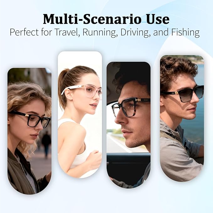 AI Smart Glasses with Real-Time Translation & Voice Assistant – Bluetooth Sunglasses with Noise-Cancelling Calls, Music, Touch Control, Photochromic Lenses, UV & Blue Light Protection-Tortoiseshell