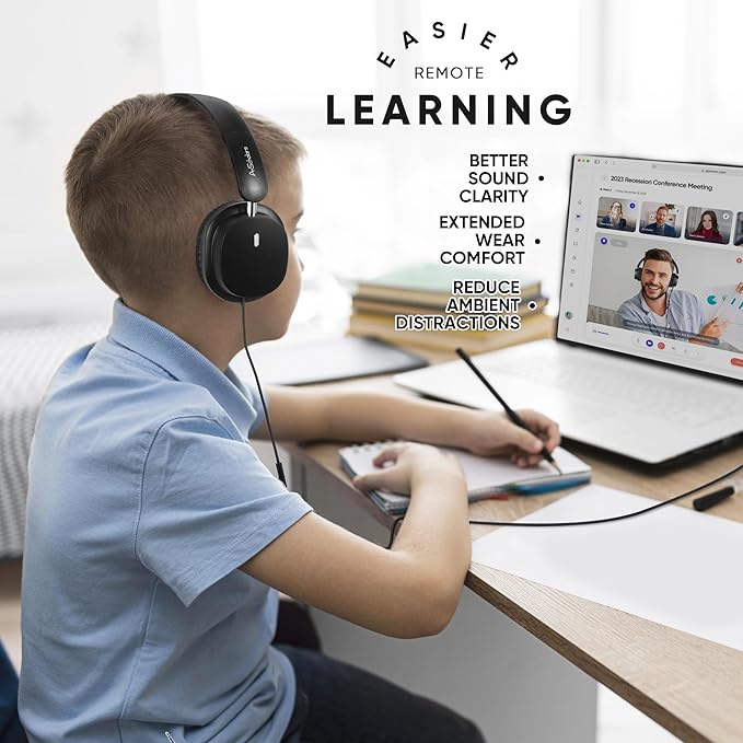 Kids Headphones Bulk 10 Pack for School, HD Mic Stereo Sound Over-Ear Headphones for Classroom, Comfortable Fit, Foldable, 3.5mm Jack Wired Headphones for Kids ipad Tablets Computer Travel