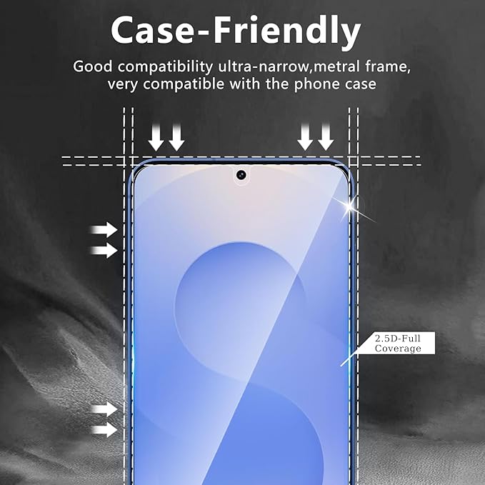 3 Pack Screen Protector Designed for Galaxy S25 Plus with 3 Pack Tempered Glass Camera Lens Protector,Ultra HD Clear,9H Hardness,Easy Install - Case Friendly,Scratch Resistant