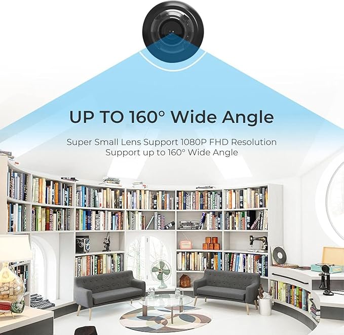 1080P HD Mini WiFi Camera - Night Vision Included, Motion Detection Remote Monitoring 160° Wide Angle Micro Monitor Small Cam for Baby Room Home Office Warehouse (1PCS)