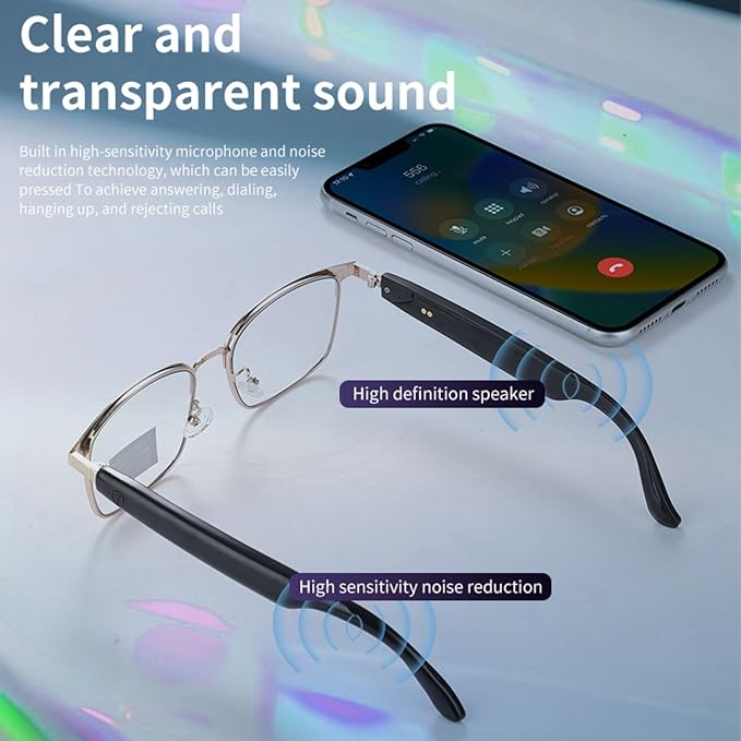 Bluetooth Audio Smart Glasses, Blue Light Glasses for Women Men,Open Ear Sound Mic & Speakers, Magnetic Charging, Color-Changing Polarized Sunglasses Lenses, Voice Assistant(GS06G