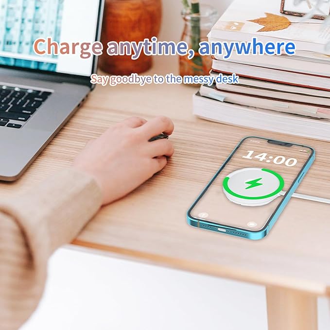 Qi2 Portable 15W Magnetic Charging Pad – Fast Wireless Charger for iPhone 16/15/14/13, AirPods, PD & QC Fast Charging, Includes USB-C Cable