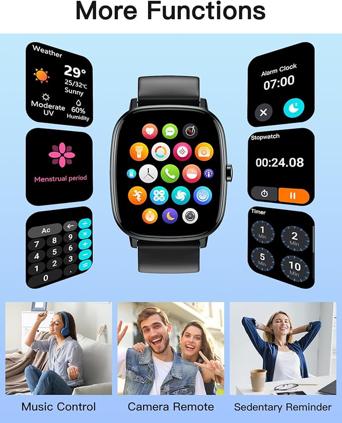 Smart Watches for Men Women with GPS Built-in, Answer/Make Calls, 1.95" Smartwatch for iPhone/Android Phones, Fitness Watch with Heart Rate/Sleep Monitor 100+ Sports Modes IP68 Waterproof (Black)