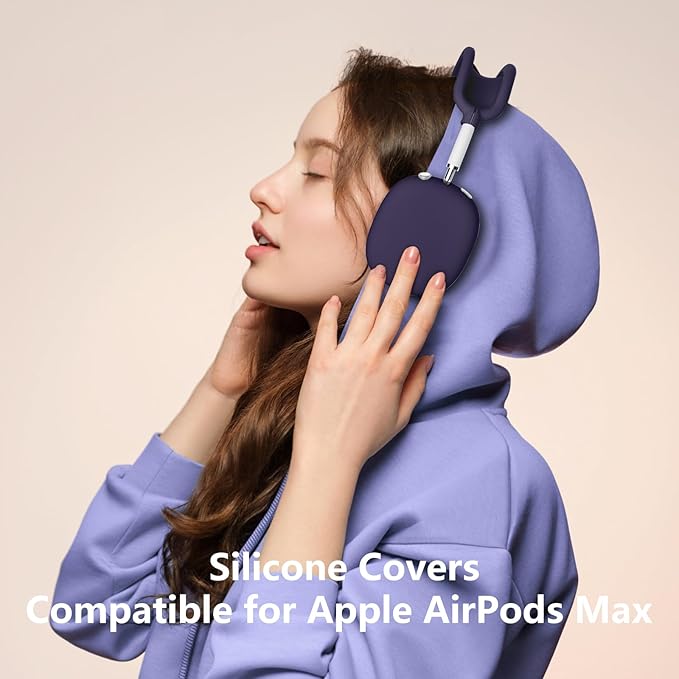Silicone Case Cover for AirPods Max,Ear Pad Case Cover/Ear Cups Cover/Headband Cover for AirPods Max Headphones,Accessories Soft Silicone Protector for Apple AirPods Max New USB-C (2024) (Deep Purple)