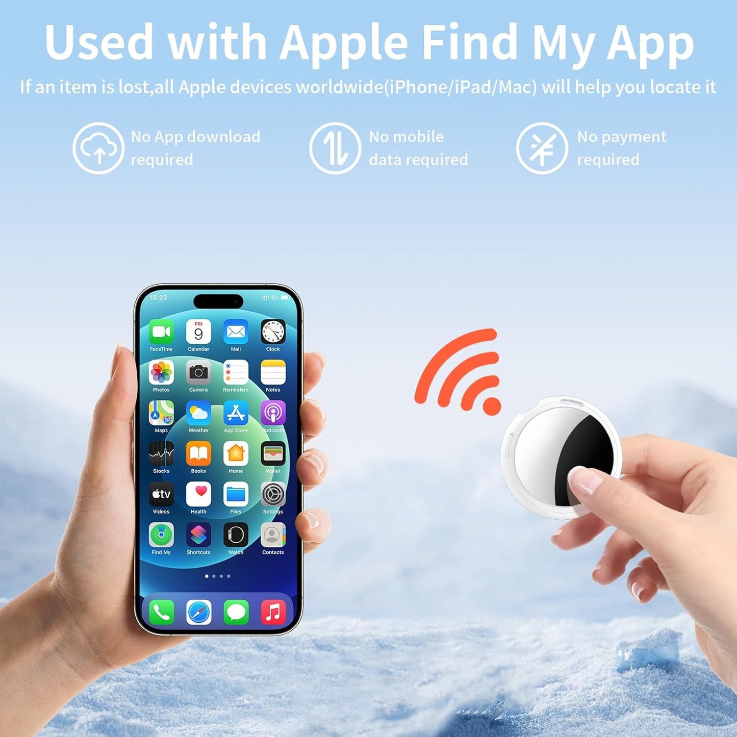 Bluetooth Item Tracker Tags, 2-Pack — Worldwide Tracking, No Monthly Fee