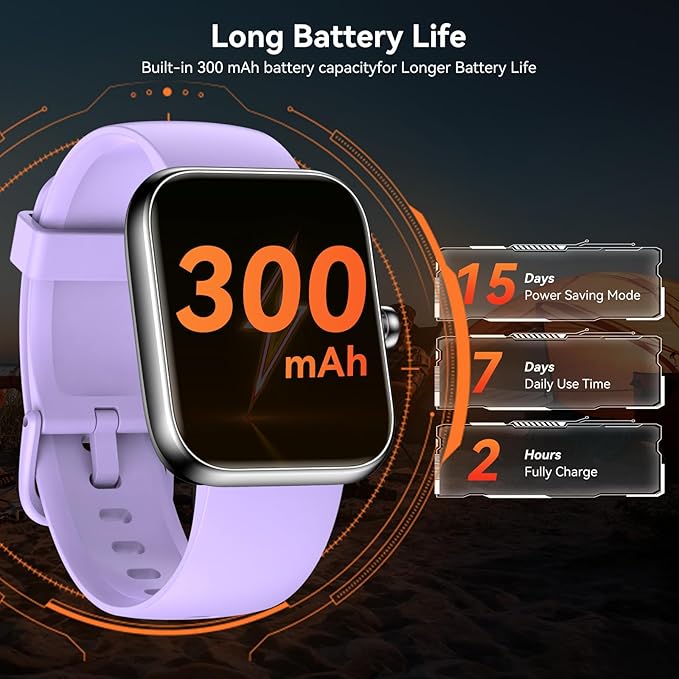 Smart Watch with Alexa Built-in, 1.83" HD Touchscreen Fitness Tracker, Bluetooth Notifications/Calls, IP68 Waterproof, 120+ Sport Modes, 24/7 Heart Rate & Sleep Monitor for iPhone Android iOS (Purple)