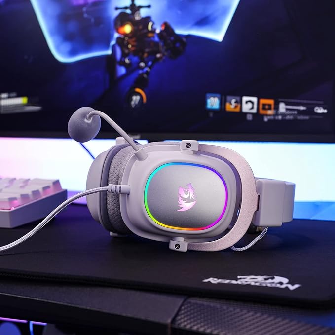 Redragon H510 Zeus-X RGB White Wired Gaming Headset - 7.1 Surround Sound - 53MM Audio Drivers in Memory Foam Ear Pads w/Reliable Fabric Cover- Multi Platforms Headphone - USB Powered for PC/PS4/NS