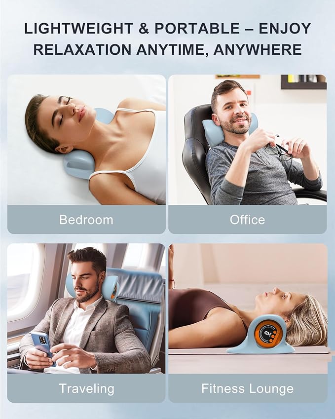 Neck Massager 2025 - New Upgrade 3 in 1 Portable Massager with Heat, Pulse & Vibration - Ergonomic Design, Electric Neck and Shoulder Massager for Relaxation at Home,Office,Trave (Gray)