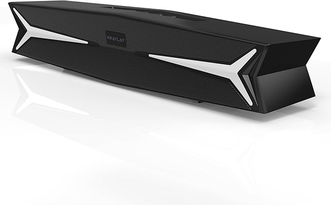 Desktop Soundbar for Computer 15.5 Inches | Bluetooth Soundbar with RGB LED Lights | Clear Bass | AUX, USB, USB-C | Soundbar for Projectors, TVs, Smartphones, Gaming Consoles, & Laptop