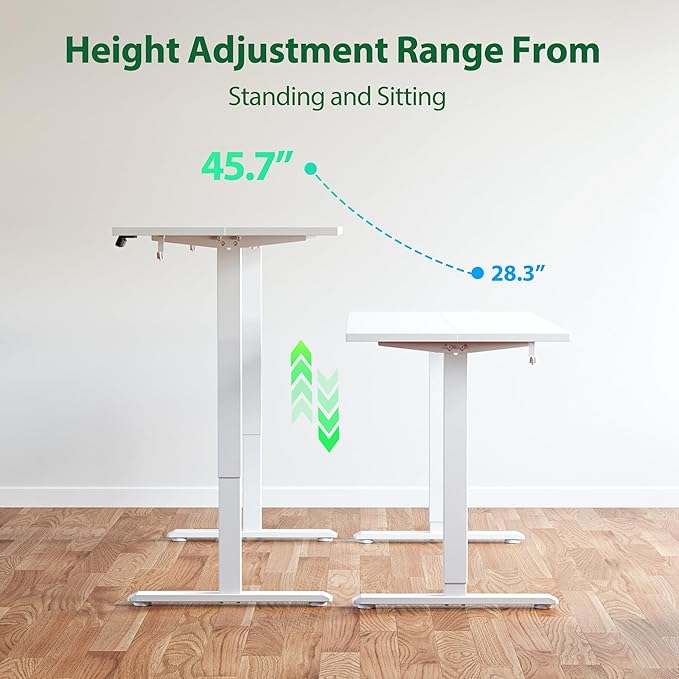 Agilestic Electric Standing Desk, Large 63 x 24 Inches Height Adjustable Desk, Sit Stand up Desk for Work Office Home, Splice Board, White