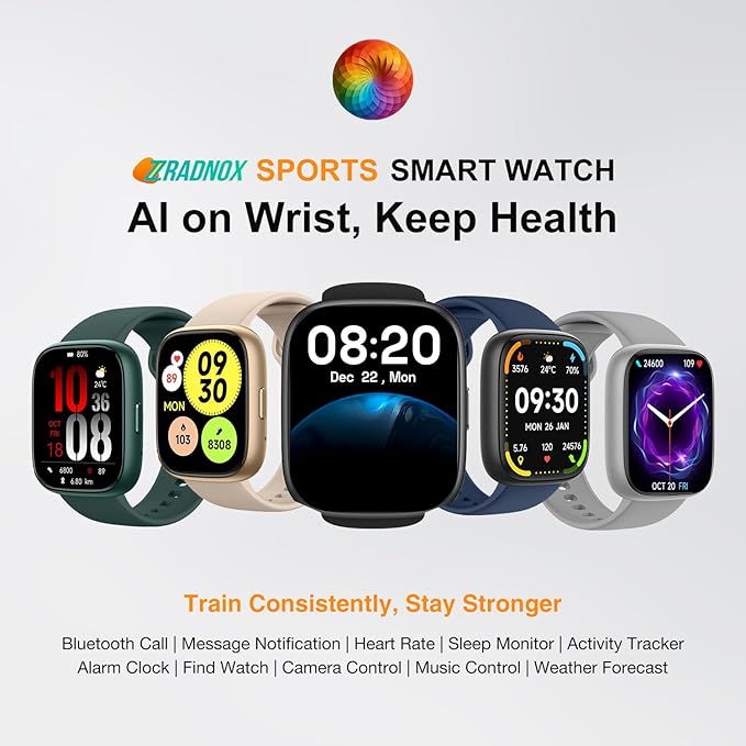 Smart Watch with Alexa & Bluetooth Calling-1.83" HD Touchscreen Fitness Watch, Fitness Tracker w/Heart Rate/Sleep Monitor, 30-Day Standby, 120+ Sports Modes, IP68 Waterproof Smartwatch for Android iOS