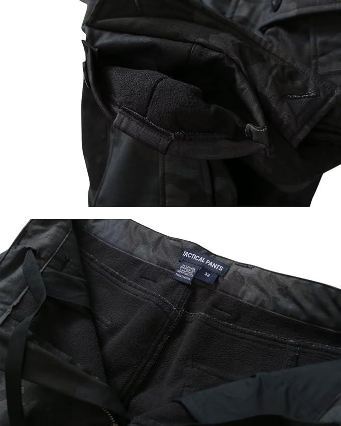 KOCTHOMY Men’s Fleece Lined Hiking Pants,Winter Outdoor Thermal Casual Work Cargo Pants with Multi Pockets, No Belt.