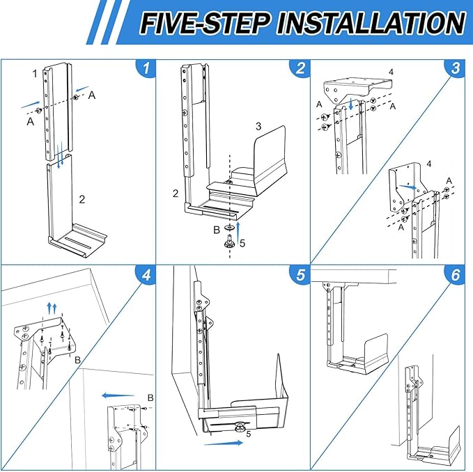 Heavy Duty Computer Wall Mount PC Case - Upgraded, Also Great for PC Mount Under Desk - Height Adjustable from 11" to 21", Width Adjustable from 5.5" to 9.8", Computer Tower Under Desk Home Office