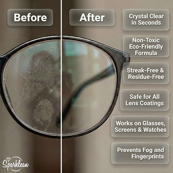 SPARKLEAN Jewelry & Glass Cleaner Spray (16 Oz) - Biodegradable, Ammonia-Free Solution for Gold, Silver & Diamond Rings - Safe for Ultrasonic Machines - Eco-Friendly - Value Size