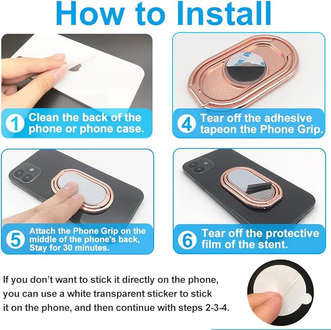 Phone Ring Holder Finger Kickstand, Foldable 360° Rotation Cellphone Grip for Desk, Office Desktop, Cell Phone Stand Compatible with iPhone iPad Smartphones Tablets (with Magnetic Car Mount)