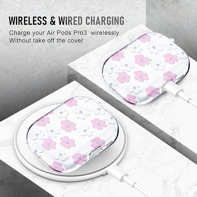 for AirPods Pro 3 Case (2025) with Cleaner Kit, Cute Soft Silicone Cover Compatible AirPods Pro 3rd Genera case with Keychain for Women Men with Keychain for Airpod Pro case(2025) Six Leaf Clover