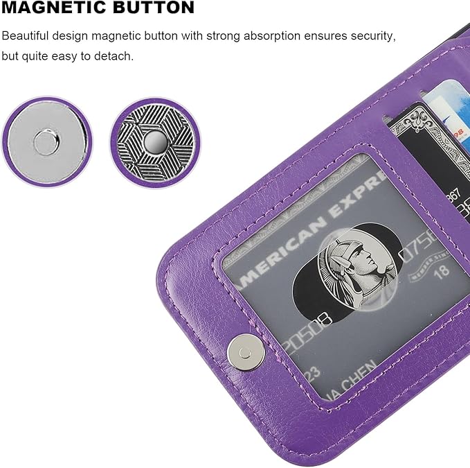 KIHUWEY Compatible with iPhone 15 Case Wallet with Credit Card Holder, Flip Premium Leather Magnetic Clasp Kickstand Heavy Duty Protective Cover for iPhone 15 6.1 Inch (Dark Purple)