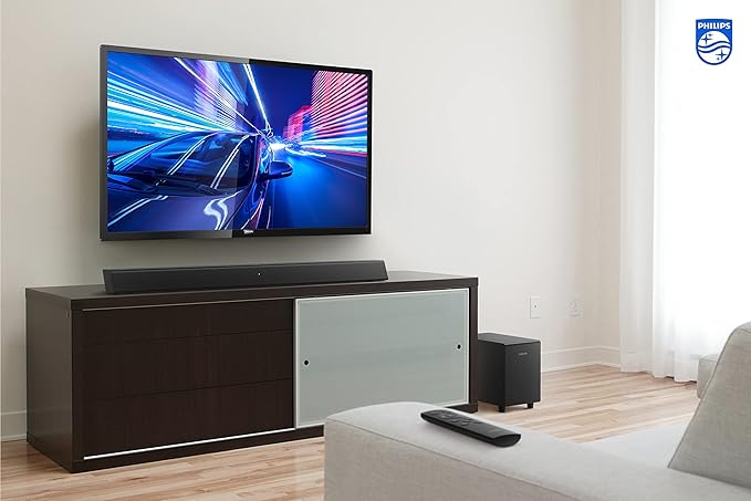 Philips B5306 2.1 Channel Soundbar with Wireless Subwoofer - Bluetooth, HDMI ARC, Roku TV Ready, 40W Max Power, Black