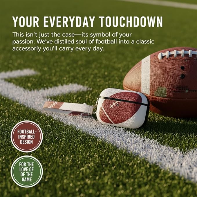 for Airpods 4 Case Cover,Leather Sport Ball Design - Full Protective Hard Case with Keychain, Front LED Visible Skin Accessory for Men Women,Rugby-Model A3058/A3059,Rugby