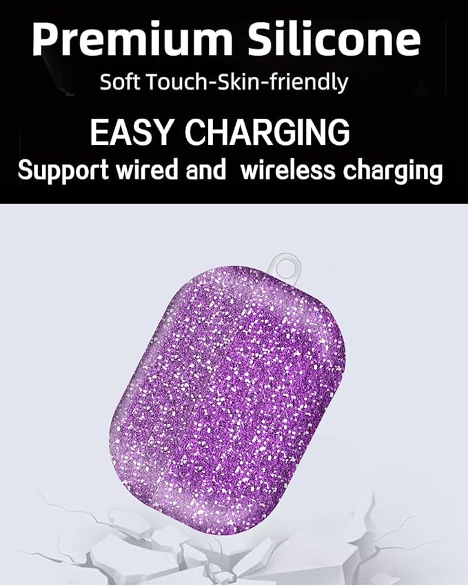 Compatible with AirPod Pro Case 2nd/1st Gen (2023/2022/2019),Shockproof Protective Cover with Keychain for Women,Cute Charging Case for Airpod Pro 2/1(Purple)