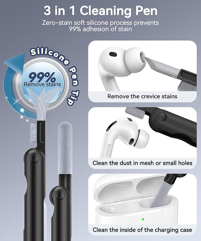 for AirPods Pro 3rd Case (2025 New),Secure Lock & Phone Stand Design Compatible with Airpods Pro 3 Generation Cover with Cleaner Kit-Balck