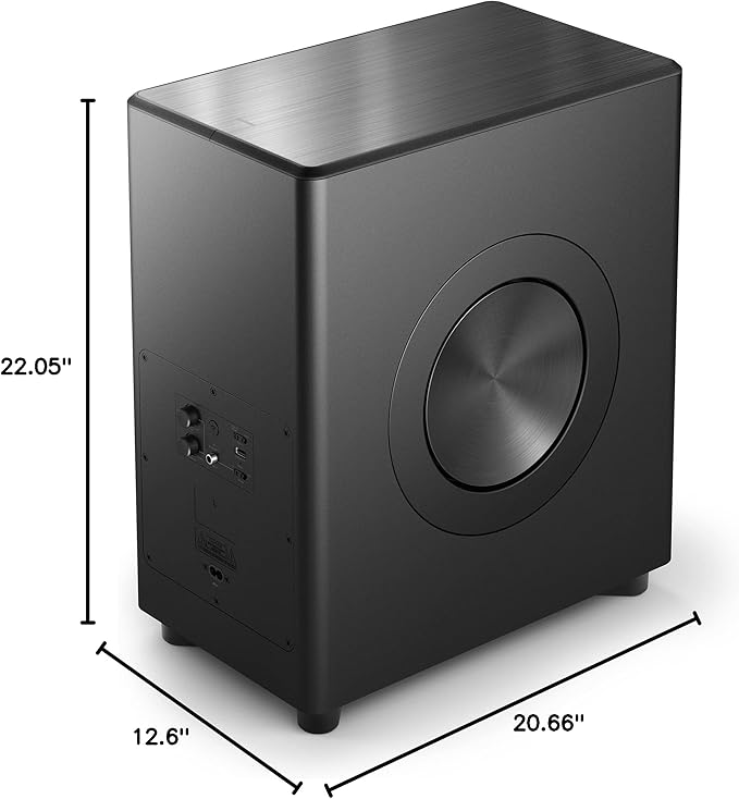 PHILIPS Fidelio FW1 Wireless Subwoofer for TV,Rich Bass Sound with DTS Play-Fi,Dual Passive-Radiator,420W Large Output,Smart Pairs,RCA Connection,Perfect for Movie and Music,Head-Turning Looks,Black