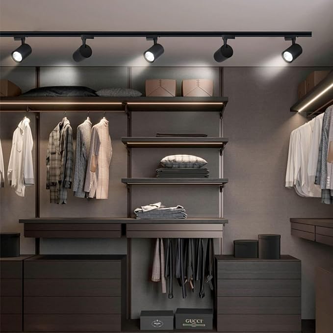 Super Brightness 25W 2000lm Black H Type LED Track Lighting Kit System,4000K Cool Light Dimmable Brightness,with 26 FT Track Rails, Ceiling Spotlight Fixture with Installation Package