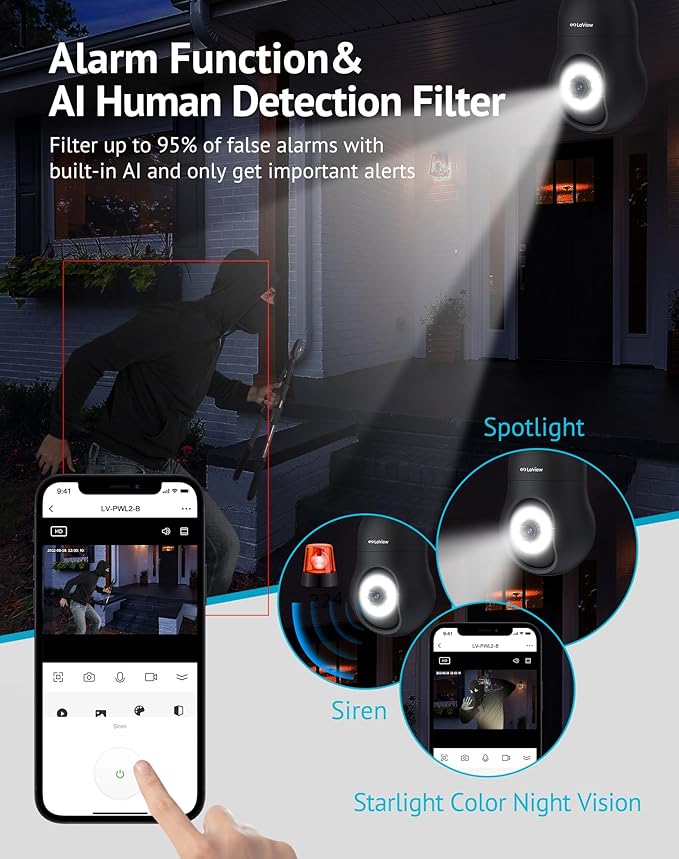 LaView 4MP Security Camera 5G& 2.4GHz, 360°2K Security Cameras Wireless Outdoor Indoor Full Color Day and Night, Motion Detection, Audible Alarm, Easy Installation, Compatible with Alexa (2 Pack)
