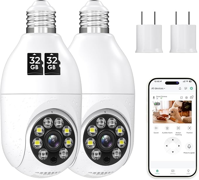 Security Camera Wireless Outdoor, HD Home Security Cameras, WiFi Wireless Cameras for Home Security, 360° View, Motion Detection, Night Vision,Easy Installation