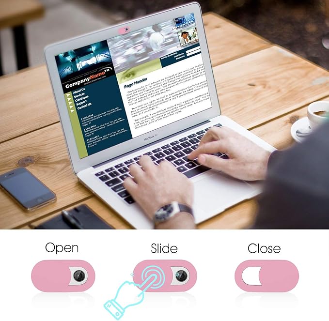 SIREG Webcam Cover Slide Ultra Thin - Cute Pink Web Camera Cover fits Laptop,Tablet,Computer, Smartphone, Protect Your Privacy and Security,Strong Adhesive