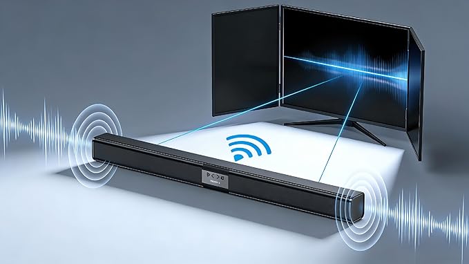 Sound Bar for TV, 35 Inch Bluetooth Soundbar Speakers, Surround Sound System with Bluetooth AUX Connection for PC Gaming or Projectors