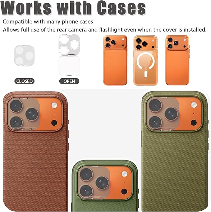 Camera Lens Cover Compatible for iPhone 17 Pro/17 Pro Max,Camera Lens Protector to Protect Privacy and Security,Strong Adhesive -2 Pack-Clear