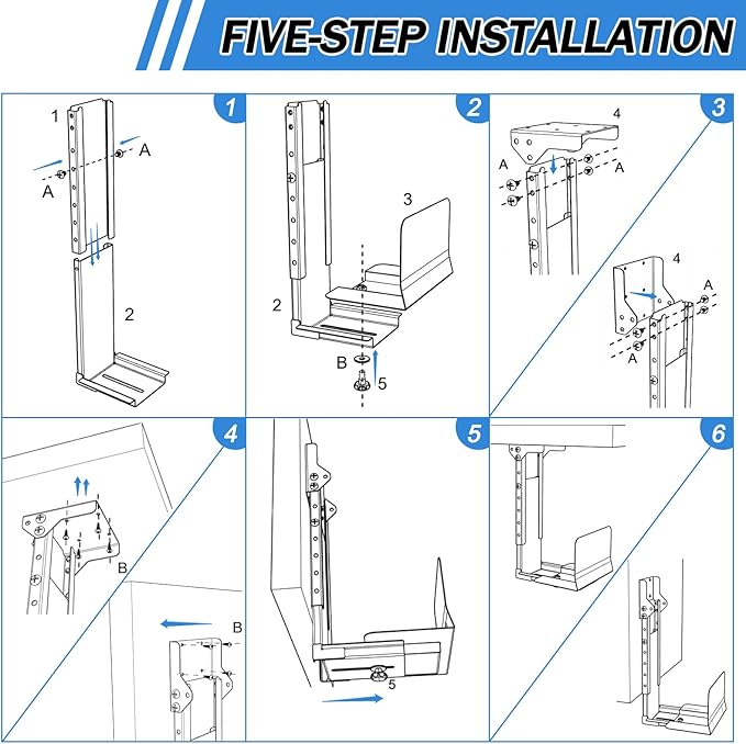 Heavy Duty Computer Wall Mount PC Case - Upgraded, Also Great for PC Mount Under Desk - Height Adjustable from 11" to 21", Width Adjustable from 5.5" to 9.8", Computer Tower Under Desk Home Office