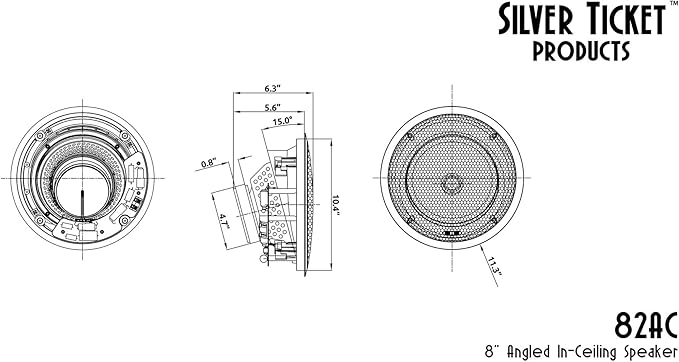 82AC Silver Ticket In-Ceiling Speaker with Pivoting Tweeter & Angled Woofer (8 Inch Angled in-ceiling) 11.3 inch overall size