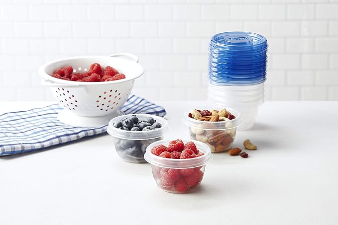 Glad GladWare Mini Round Food Storage Containers - Small Meal Container Holds up to 4 Ounces of Food - Lock Tight Seal, 8 Count - 12 Pack