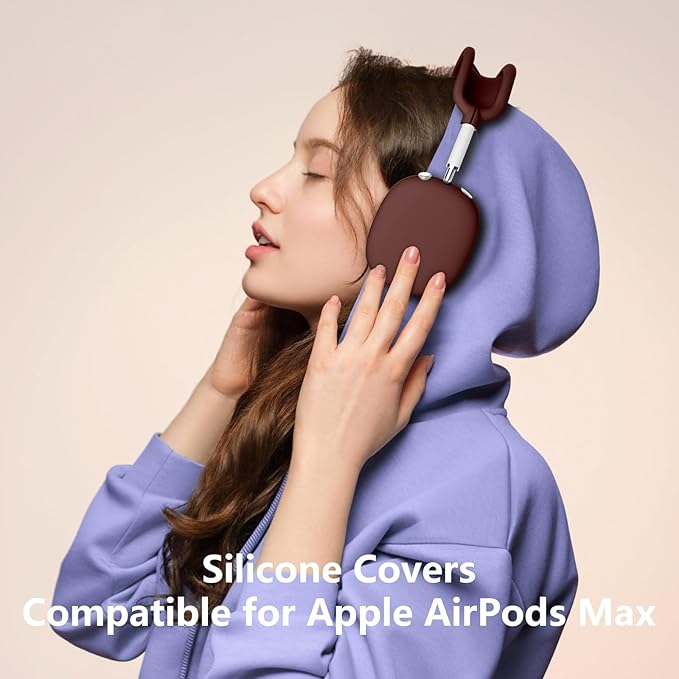 Silicone Case Cover for AirPods Max, Ear Pad Case Cover/Ear Cups Cover/Headband Cover for AirPods Max Headphones, Accessories Soft Silicone Protector for Apple AirPods Max New USB-C (2024) (Wine Red)