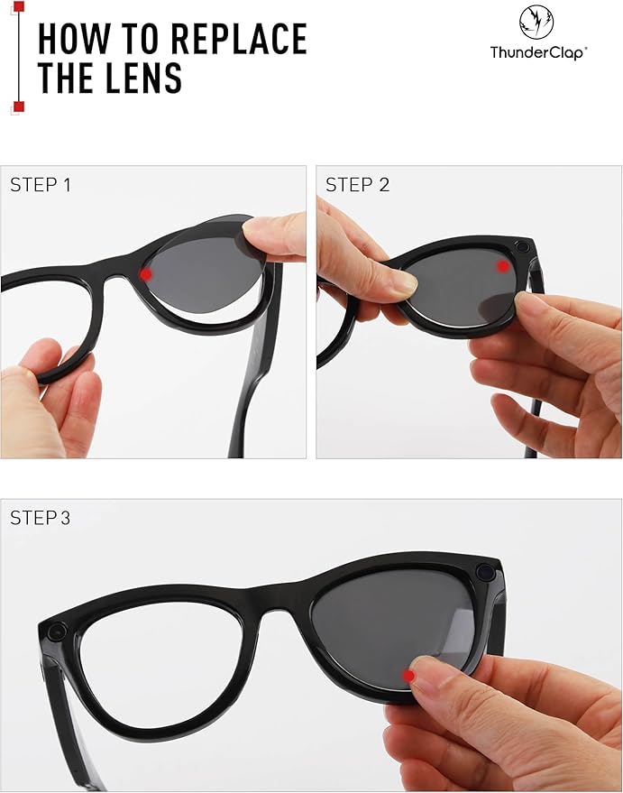 ThunderClap POLARIZED Replacement Lenses Compatible with Ray-Ban Meta Wayfarer RW4006 50mm | RW4008 53mm Smart Glasses