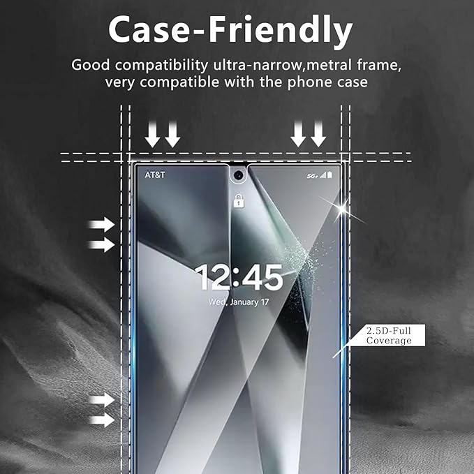 3 Pack Screen Protector Designed for Galaxy S25 Ultra with 3 Pack Tempered Glass Camera Lens Protector,Ultra HD Clear,9H Hardness,Easy Install - Case Friendly,Scratch Resistant