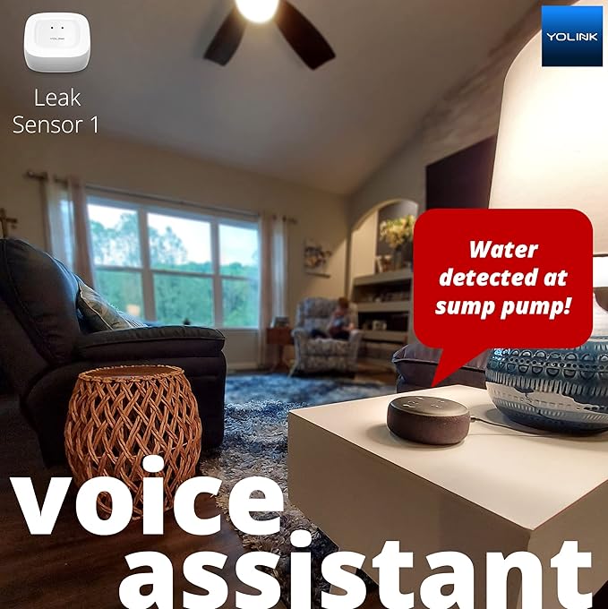 YoLink SpeakerHub & Three Water Leak Sensors Starter Kit β Plays Tones/Sounds, Spoken Messages, LoRa-Powered ΒΌ Mile Range, App Alert, Emails, SMS/Text, IFTTT