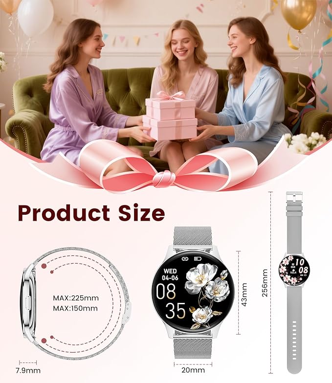 LIGE Smart Watches for Women, Call/Reminders, 1.43" AMOLED Ultra-Thin Activity Trackers with Heart Rate/Sleep/SpO2 Monitor, 100+ Sports Modes Fitness Watch for iOS Android, Mesh Silver
