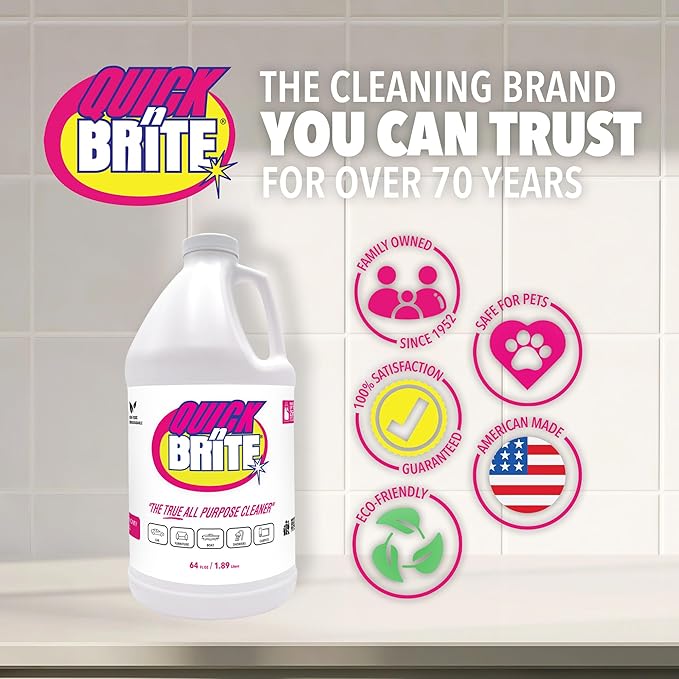 Quick 'n Brite Liquid Cleaner, True All Purpose Cleaner, 64 oz Cleaning Concentrate