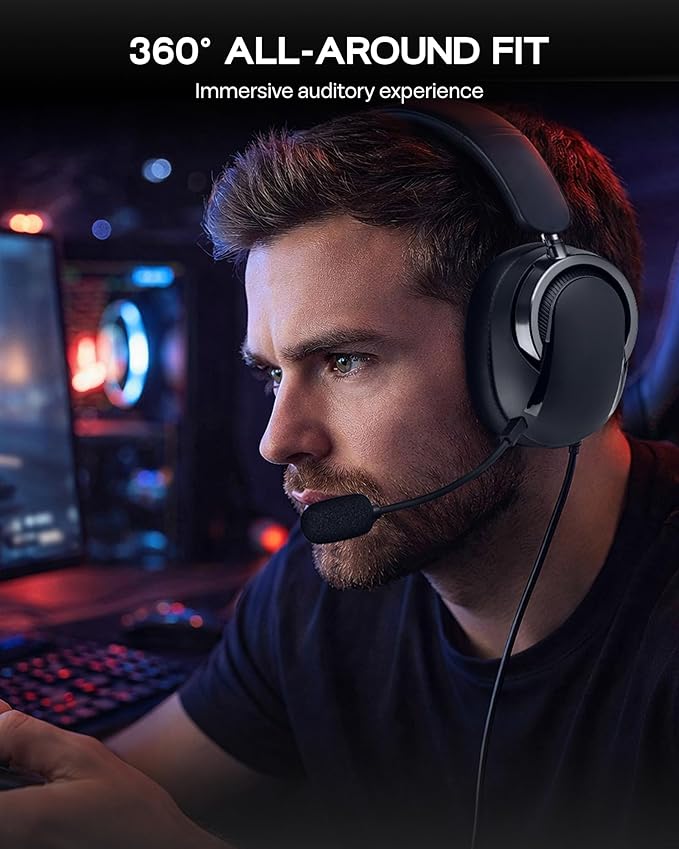 MechLands AULA A700 Wireless Gaming Headset with 7.1 Surround Sound, 50mm Driver, 2.4GHz/BT/Wired, Gaming Headphone with Noise Canceling Mic, RGB Light, 40H Battery, for PS4/PS5/PC/Switch (Black Grey)