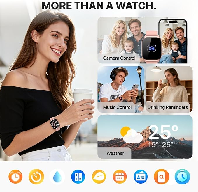 Smart Watch for Women Men,(Answer/Make Call) 1.83'' HD Fitness Activity Tracker Smartwatch for Android iPhone iOS Compatible,IP68 Waterproof Step Counter with Sleep Monitor (Modern, Pink, 1.83)