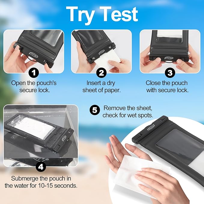 AiRunTech XL Waterproof Phone Pouch,Double Seal Floating Phone Case for Swimming Kayak Paddle Board,Protector iPhone 17 16 15 14 13, River Lake Canoe Boating Beach Accessories(Iridescent Pink+Black)