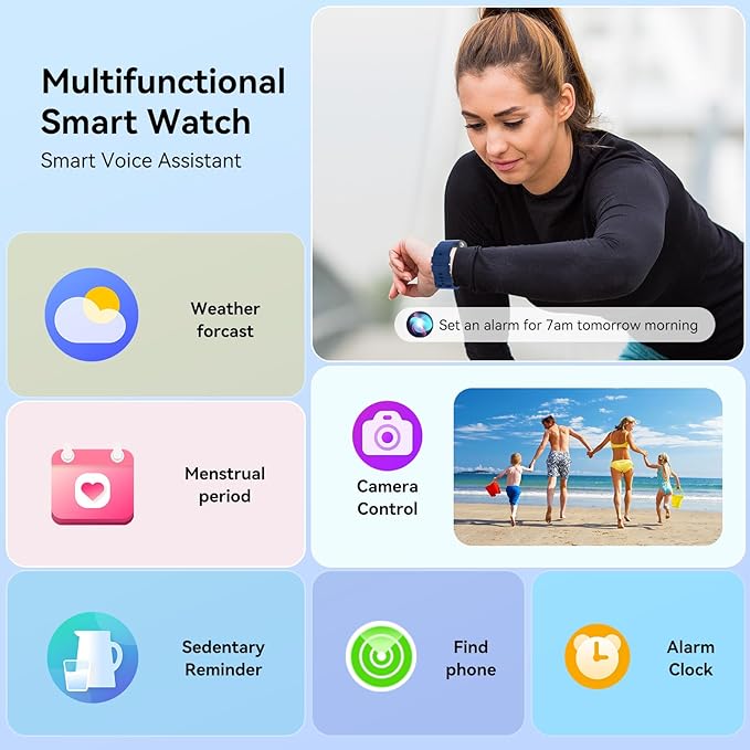 Smart Watch for Men Women, 1.85" HD Fitness Tracker with Bluetooth Calls, 120+ Sport Modes Fitness Watch, Fitness Tracker 24/7 Heart Rate/Sleep Monitor, IP68 Waterproof, for Android/iPhone (Blue)