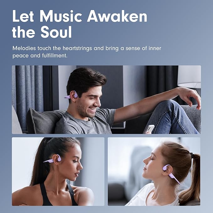 Bone Conduction Headphones,Open Ear Headphone Bluetooth5.4 with Mic,Wireless Headphone 10H Playtime, Waterproof Sport Headphones Suitable for Running,Cycling, Outdoor Sports Lilac
